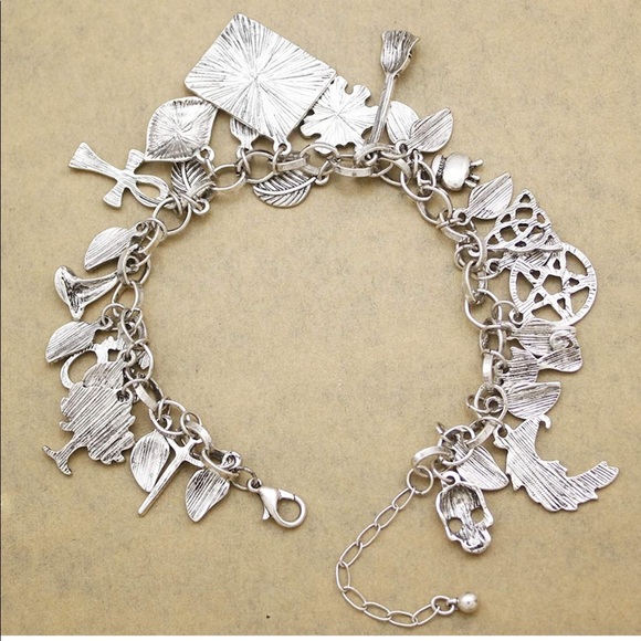 Lucky Charms Bangle Bracelet Cross Moon Face tarot - Picture 3 of 3